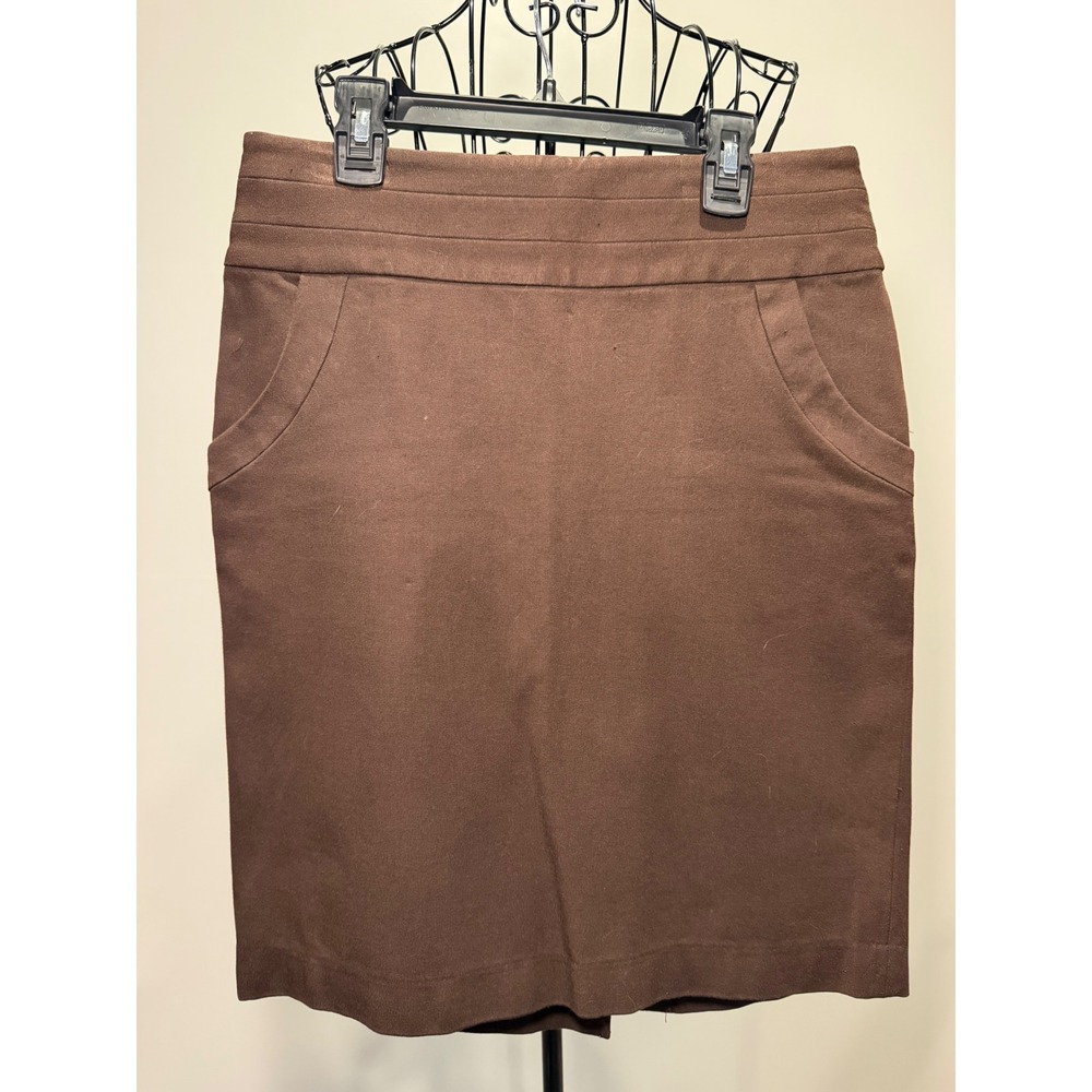 Banana Republic Brown Stretch Pencil Skirt Size 2 Knee Length Workwear Pockets